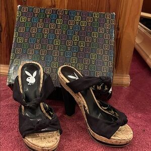 Vintage Playboy, Maxine cork and canvas  heels
Size 6. 1/2
